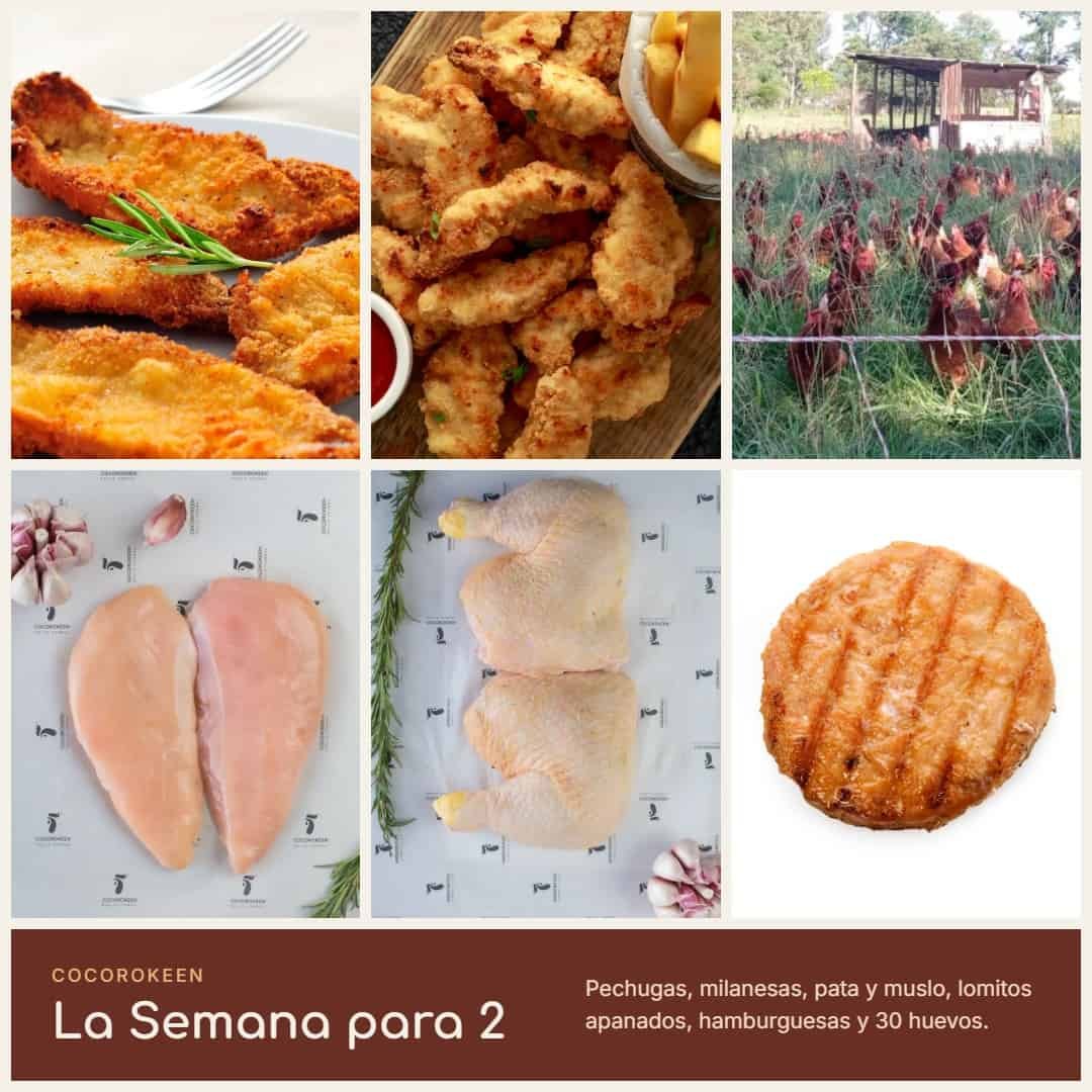 Combo La Semana para 2 de Cocorokeen: pechugas, milanesas, pata y muslo, lomitos apanados, hamburguesas y huevos